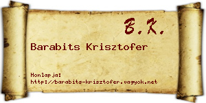 Barabits Krisztofer névjegykártya